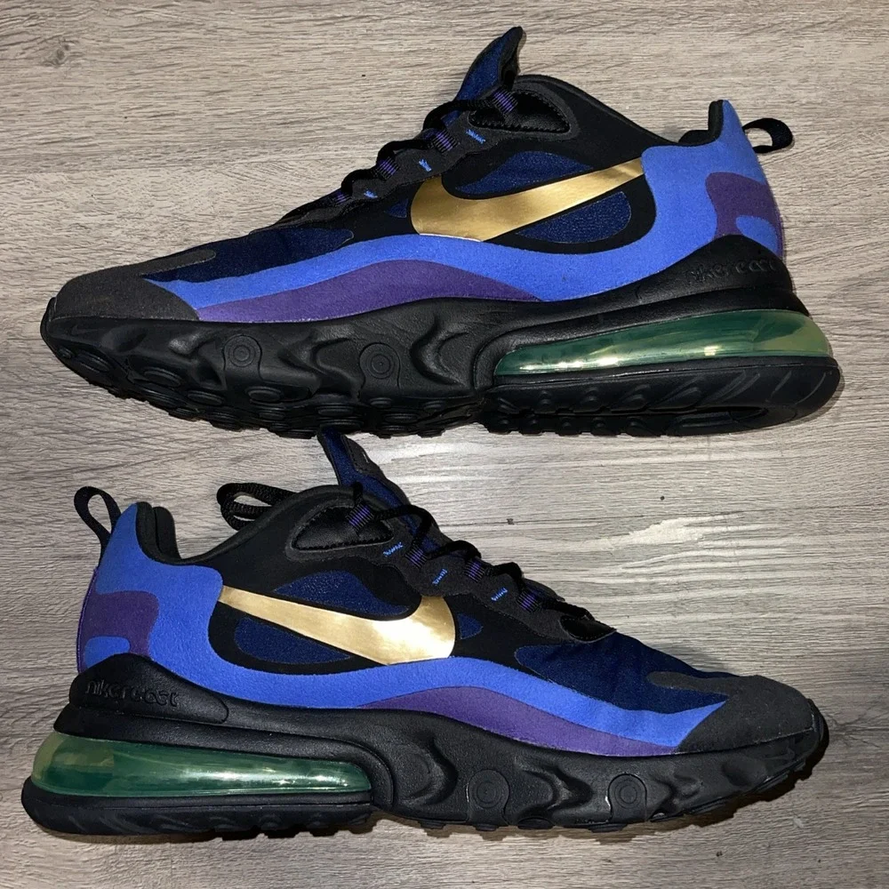 Size 12- Nike Air Max 270 React Black/Gold/Blue AO4197-005